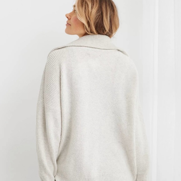 Aerie Cozy Up Waffle Quarter Zip Sweater Small - Picture 2 of 10